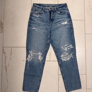 American Eagle Distressed Ripped Mom Jeans
